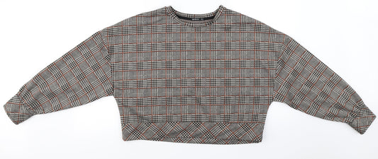 Stradivarius Womens Beige Check  Pullover Jumper Size L