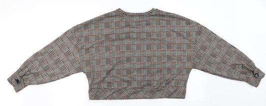 Stradivarius Womens Beige Check  Pullover Jumper Size L