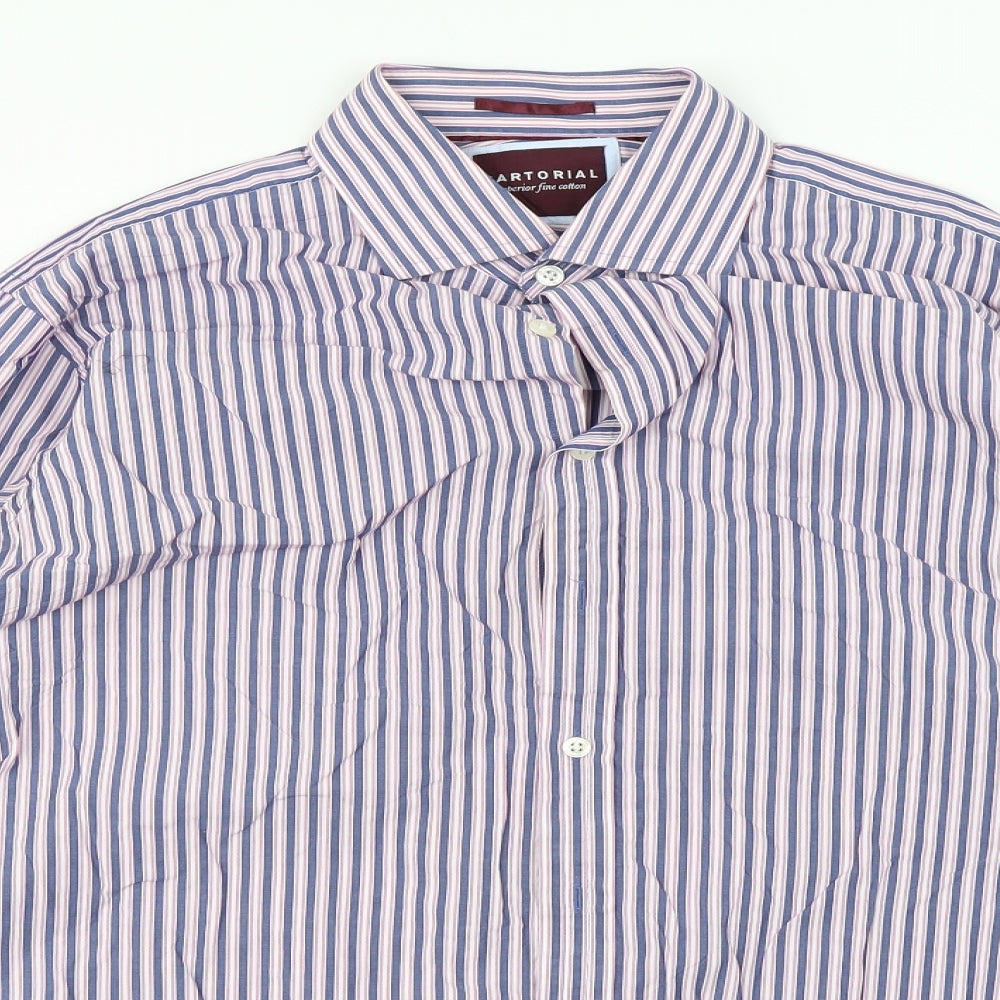 Sartorial  Mens Red Striped   Button-Up Size 42