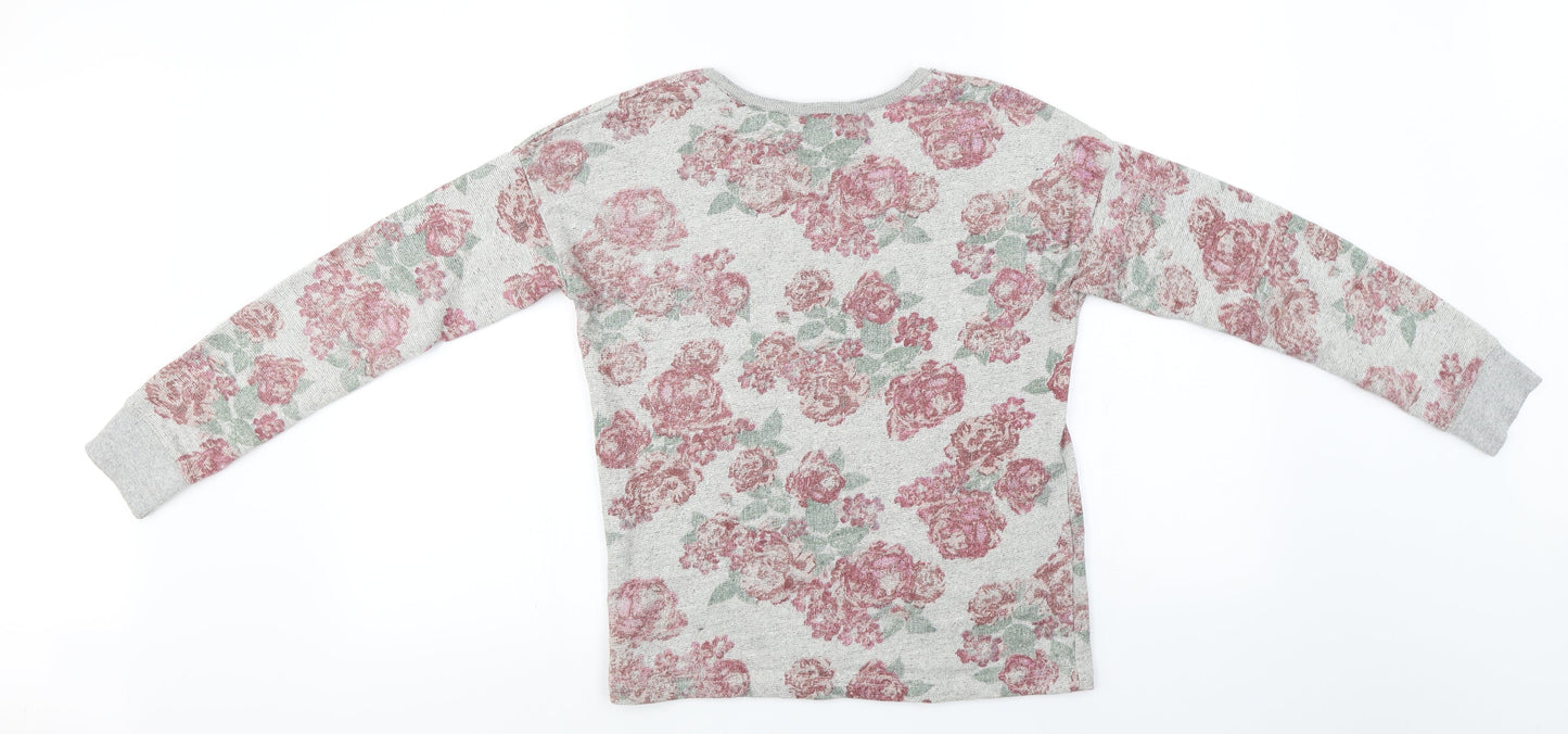 New Look  Womens Grey Floral  Pullover Jumper Size 8
