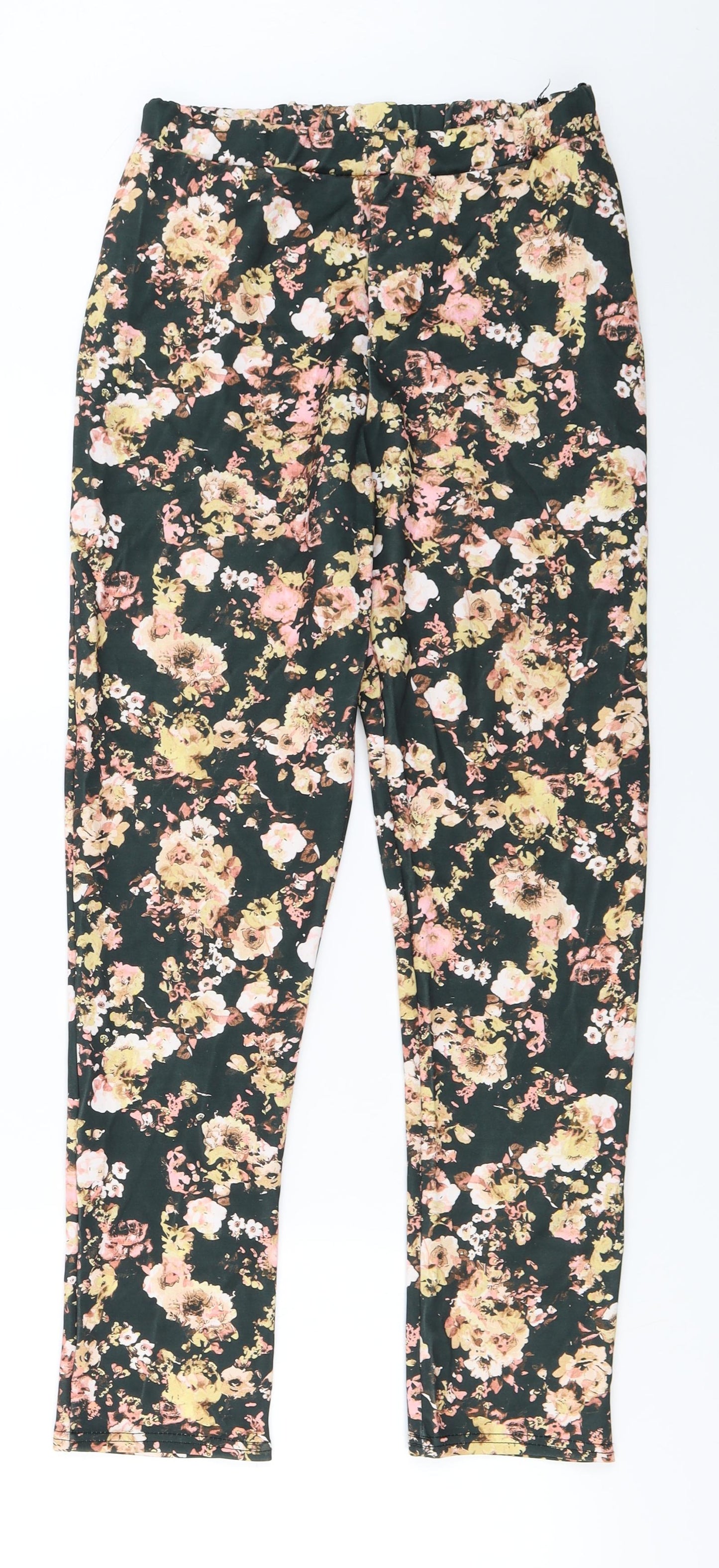Boohoo  Womens Green Floral  Trousers  Size 12 L24 in