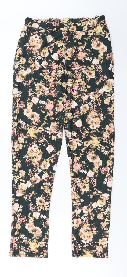 Boohoo  Womens Green Floral  Trousers  Size 12 L24 in