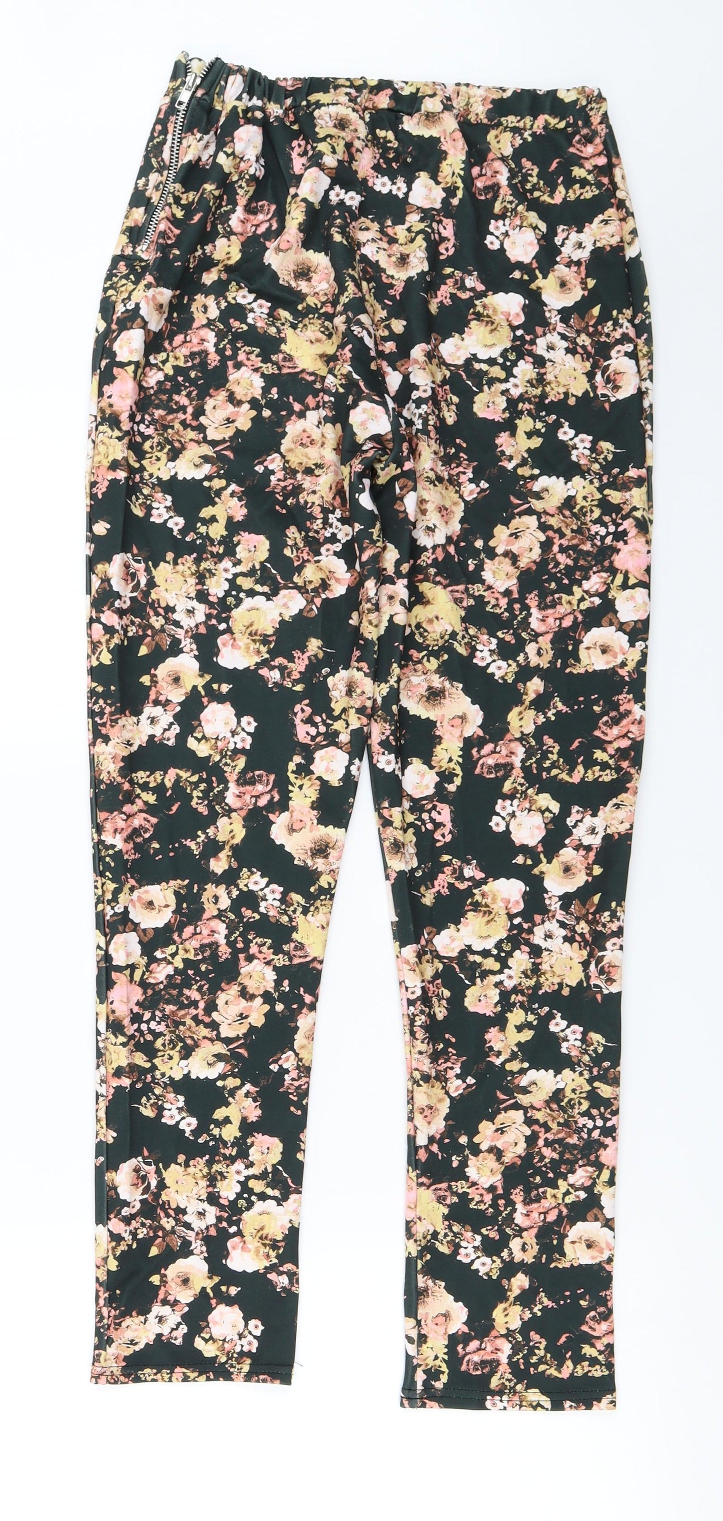 Boohoo  Womens Green Floral  Trousers  Size 12 L24 in