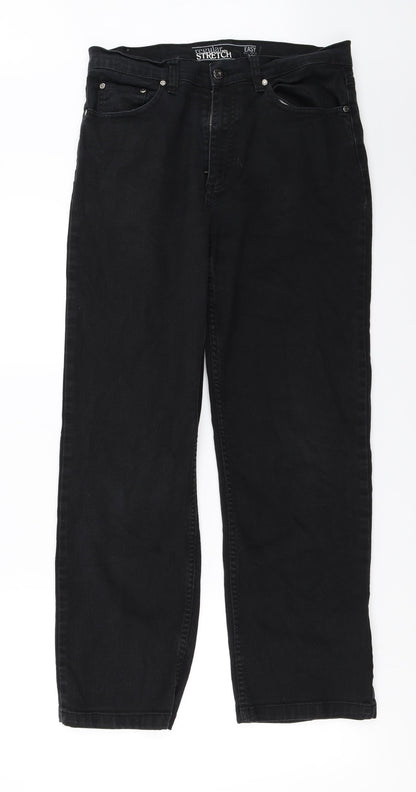 Mens UK Size 32 in regular stretch Regular Fit Straight Black Jeans