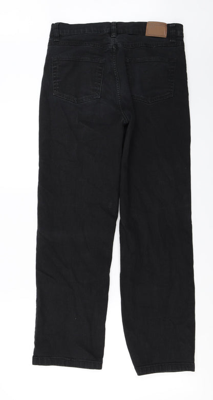 Mens UK Size 32 in regular stretch Regular Fit Straight Black Jeans