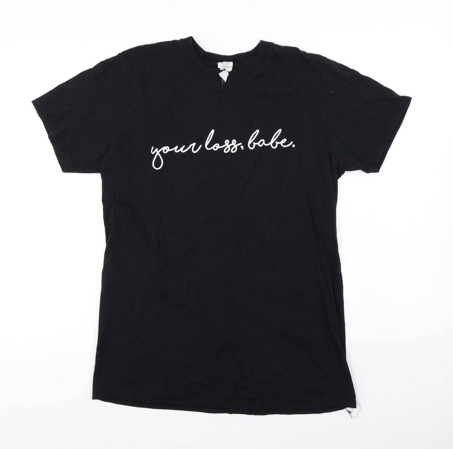 Womens UK Size M Gildan Black Basic T-Shirt