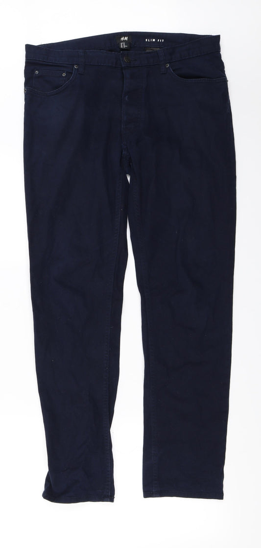Womens UK Size 34 in H&M Regular Fit  Blue Trousers