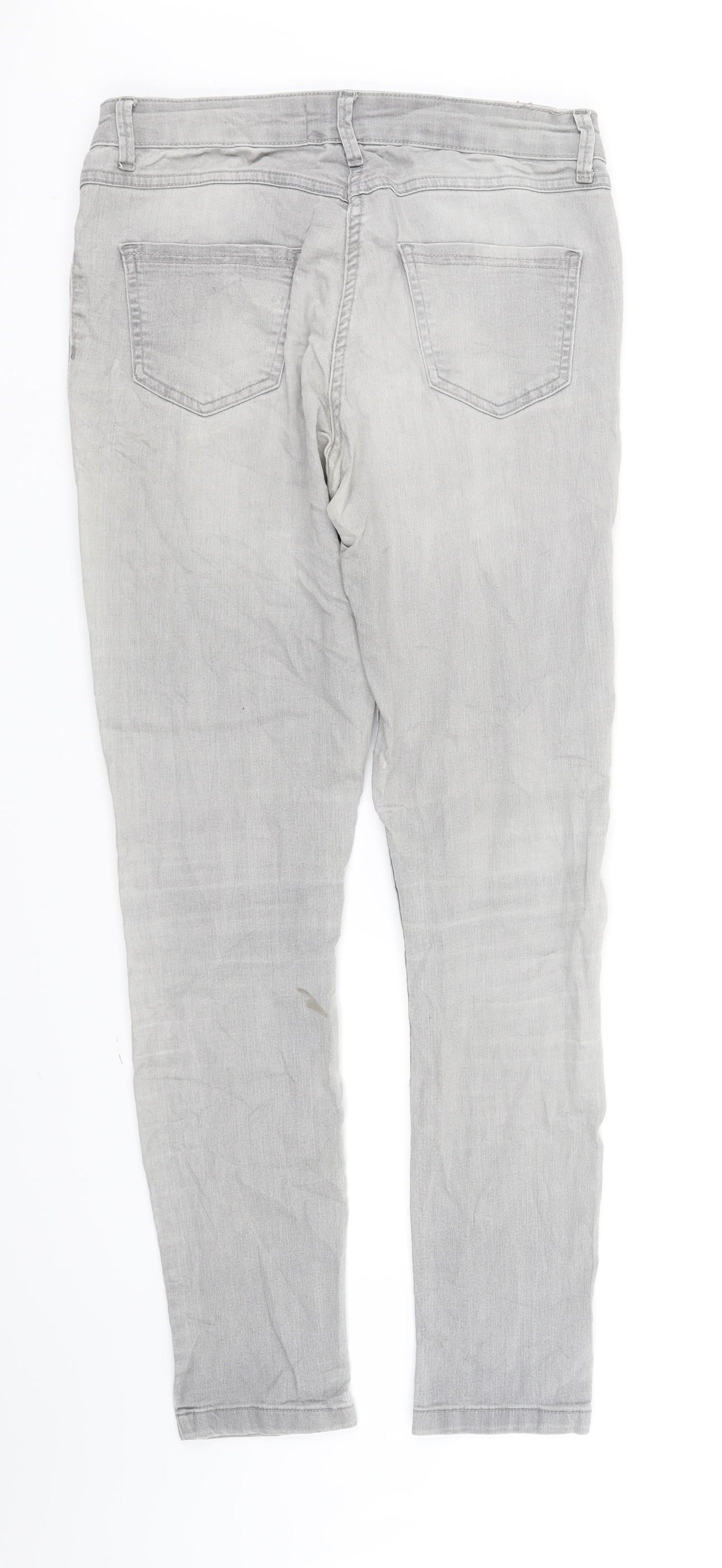 Womens UK Size 10 Preworn Regular Fit Straight Grey Jeans