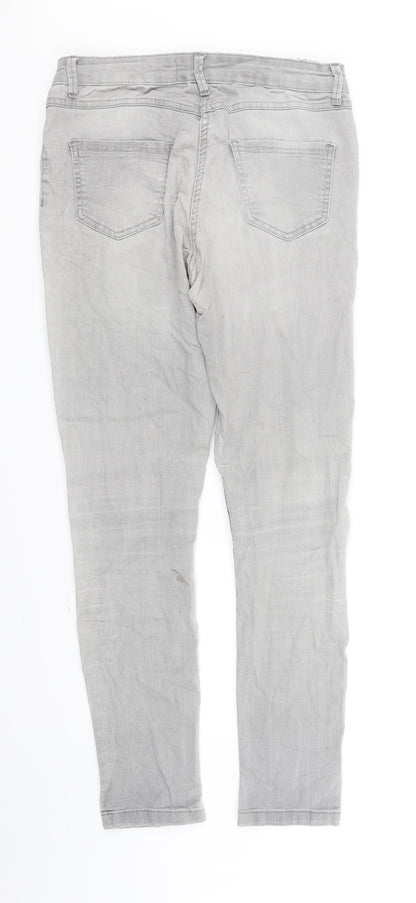 Womens UK Size 10 Preworn Regular Fit Straight Grey Jeans