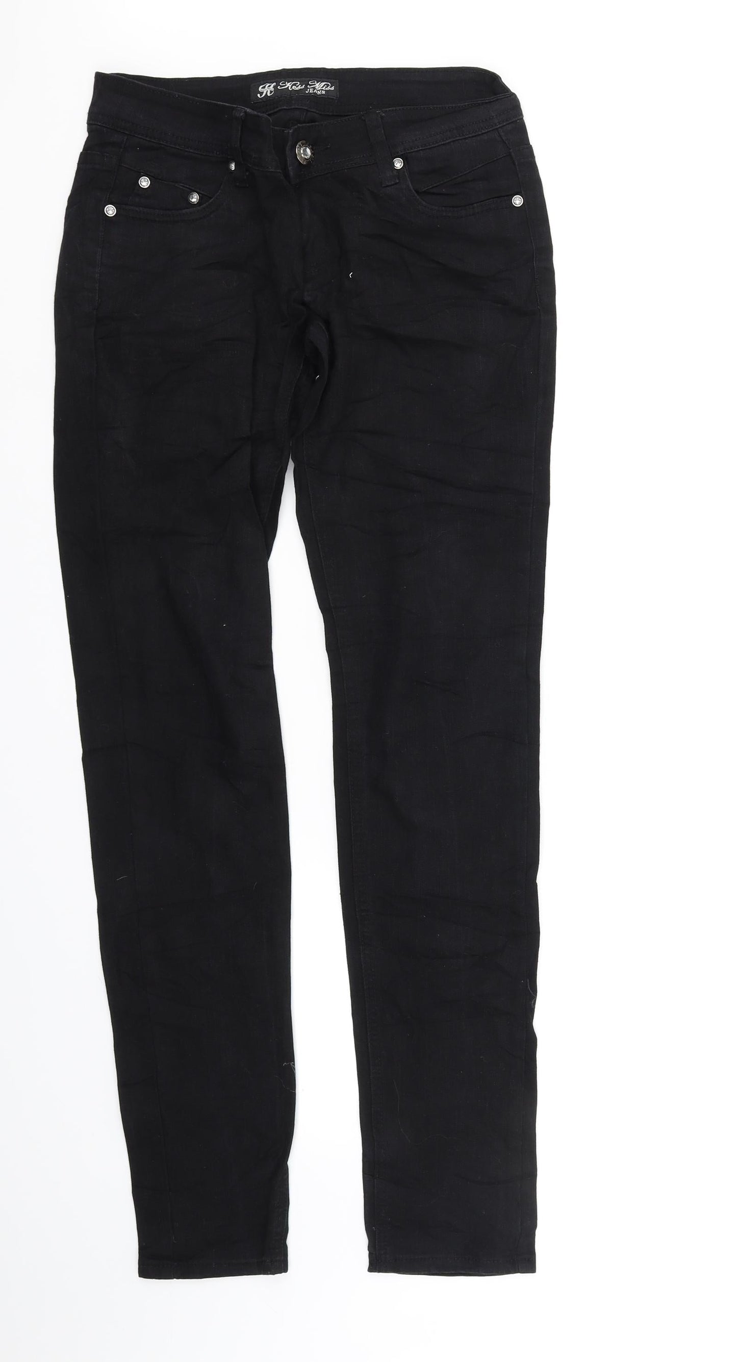 Kess Miss Womens Black   Straight Jeans Size 38 L34 in - dimaonds on front