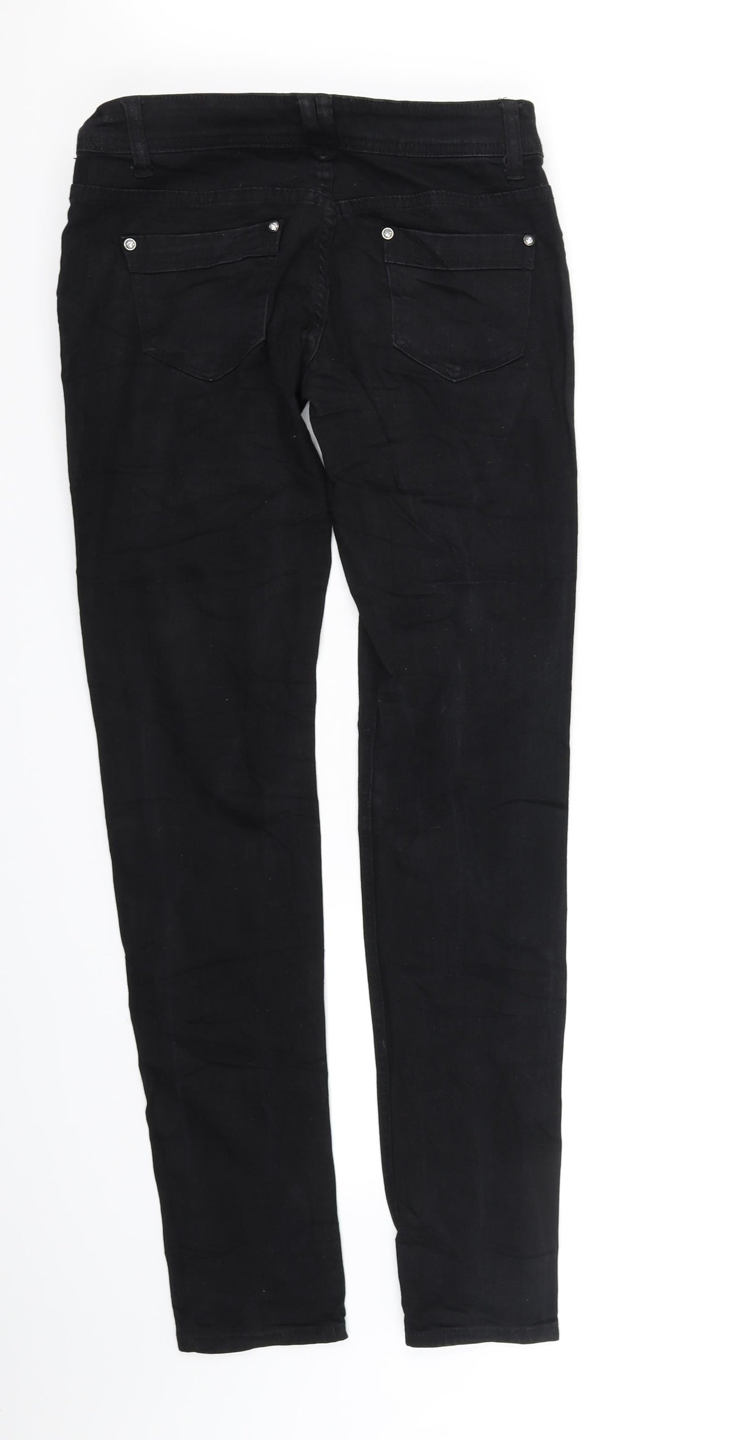 Kess Miss Womens Black   Straight Jeans Size 38 L34 in - dimaonds on front