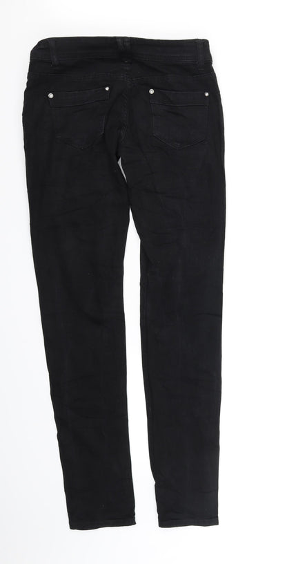 Kess Miss Womens Black   Straight Jeans Size 38 L34 in - dimaonds on front