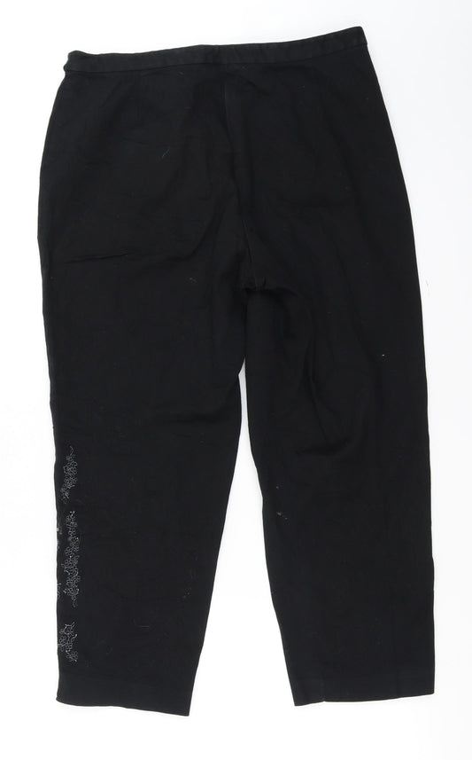 Debenhams  Womens Black Floral  Trousers  Size 16 L21 in