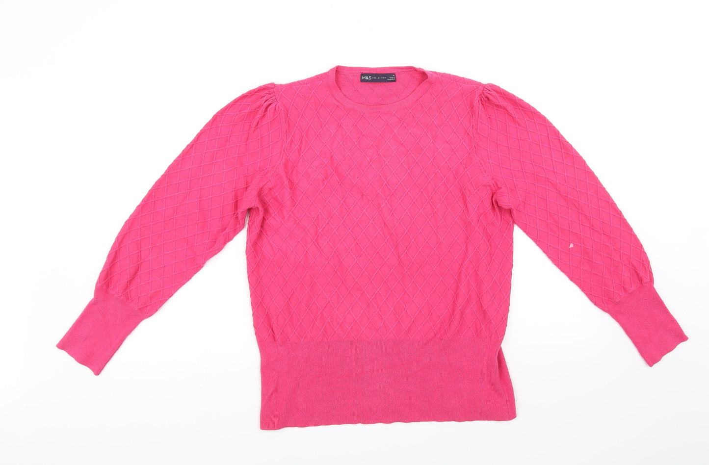Marks and Spencer Womens Pink   Pullover Jumper Size 14  - washable mark on arm