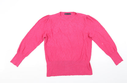 Marks and Spencer Womens Pink   Pullover Jumper Size 14  - washable mark on arm