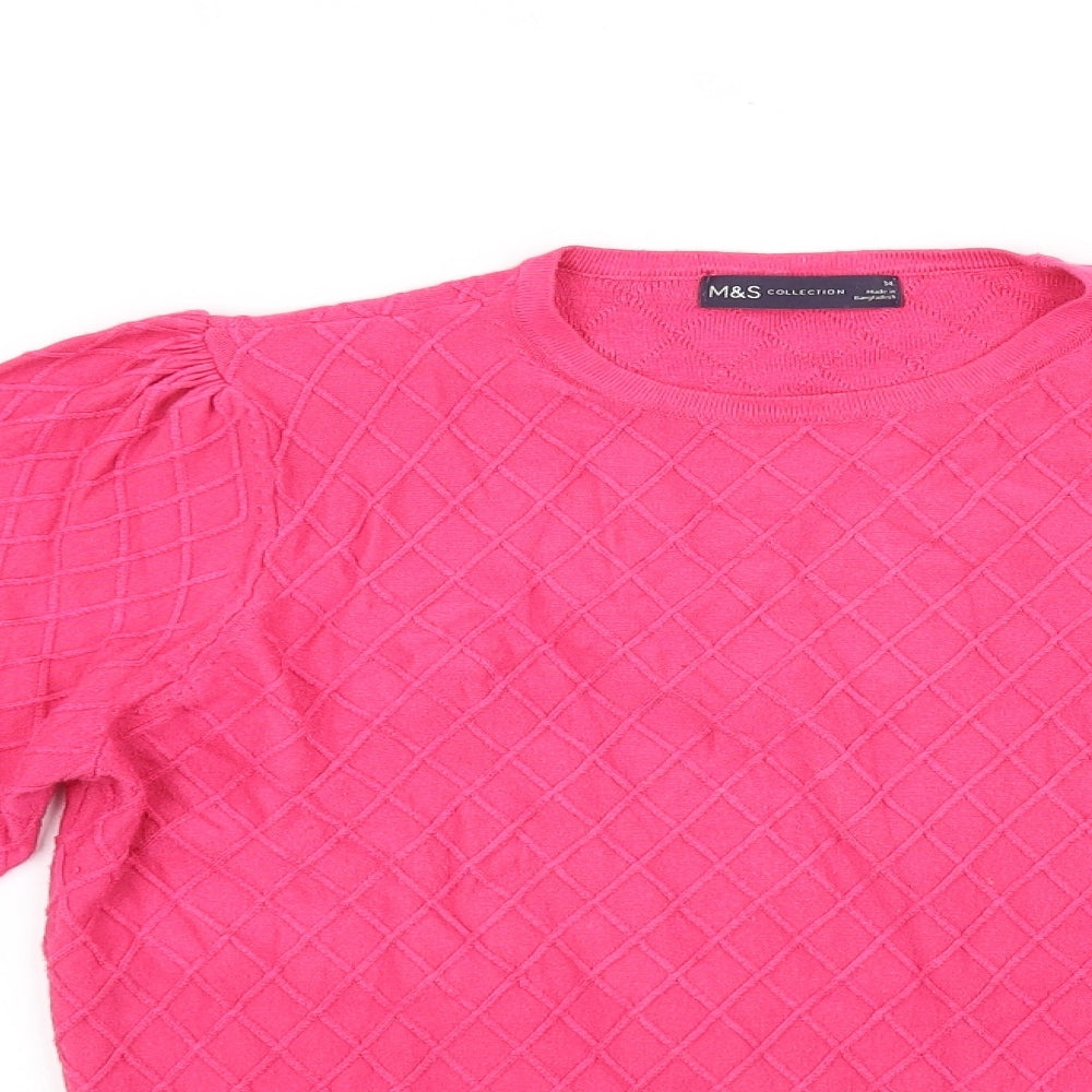 Marks and Spencer Womens Pink   Pullover Jumper Size 14  - washable mark on arm