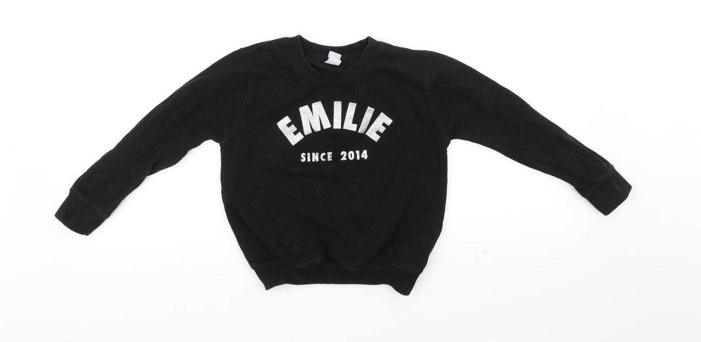 emilie Girls Black   Pullover Jumper Size 5-6 Years