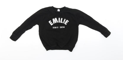 emilie Girls Black   Pullover Jumper Size 5-6 Years