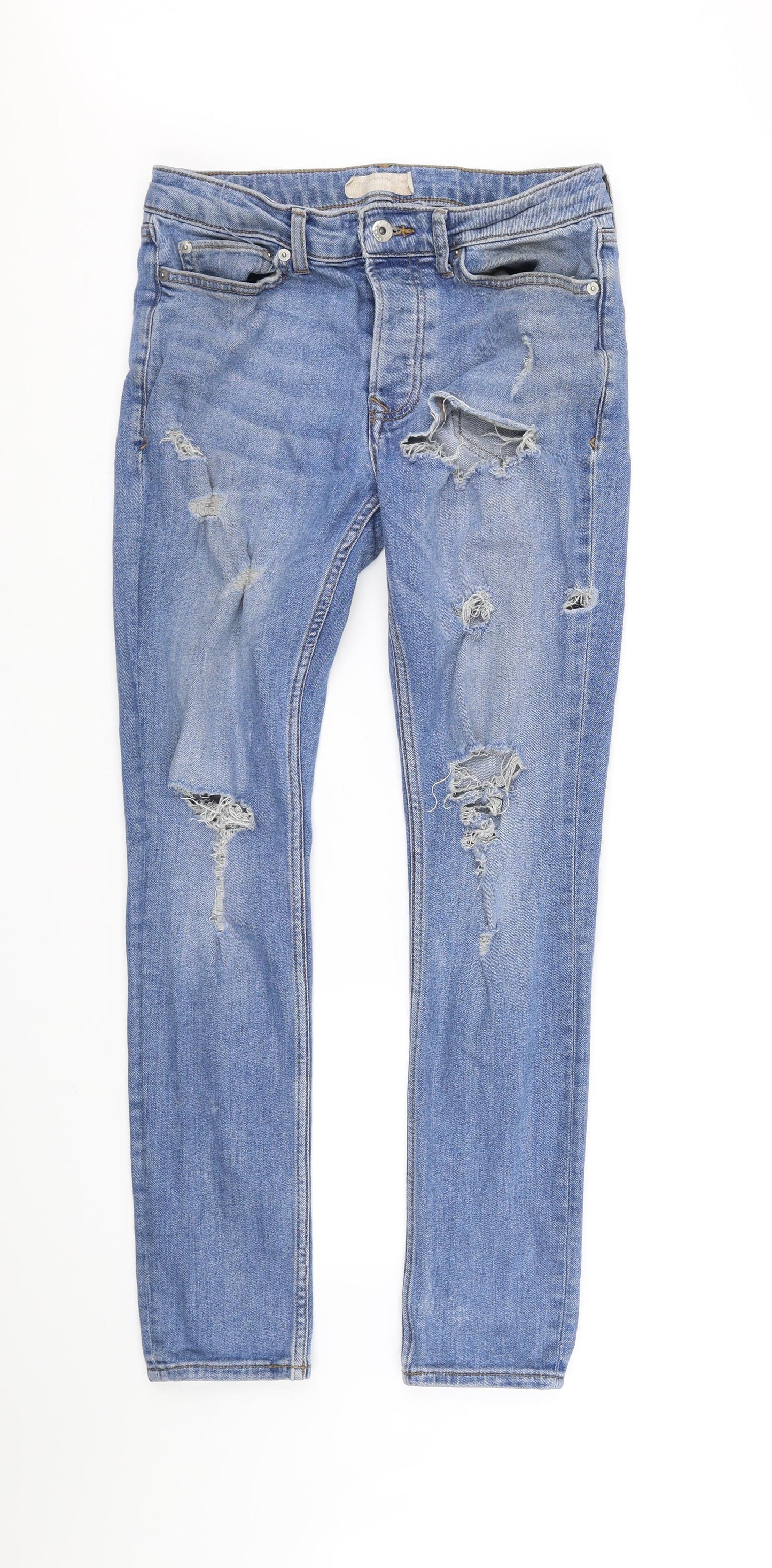 Mens UK Size M Topman Regular Fit Straight Blue Jeans