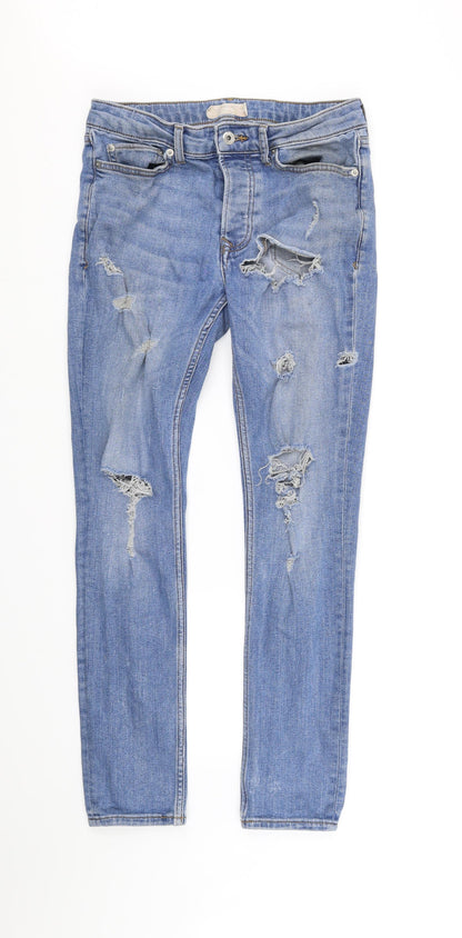 Mens UK Size M Topman Regular Fit Straight Blue Jeans