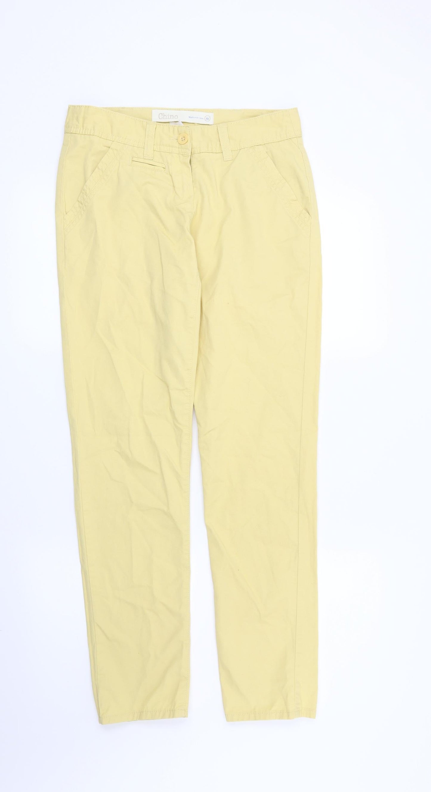 Womens UK Size 6 NEXT Regular Fit Chino Yellow Trousers