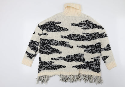New Look Womens Beige Animal Print  Pullover Jumper Size M