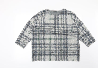 Tu Womens Grey Check  Pullover Sweatshirt Size 16
