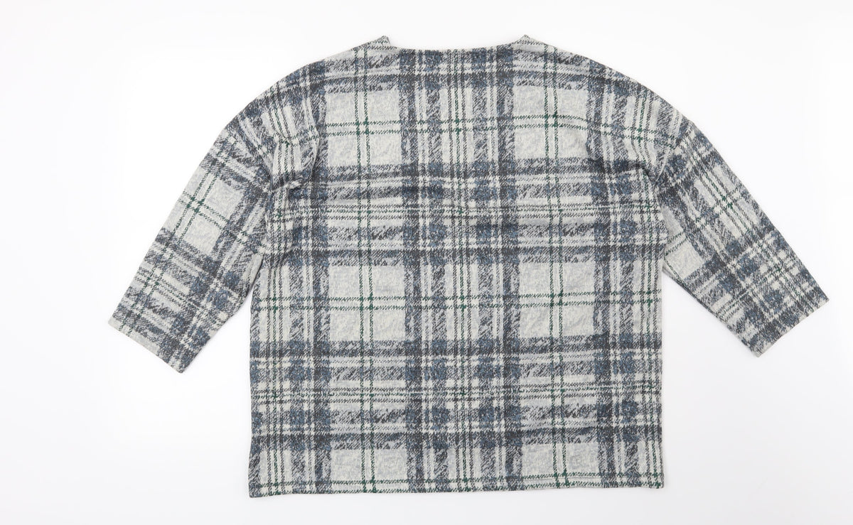 Tu Womens Grey Check  Pullover Sweatshirt Size 16