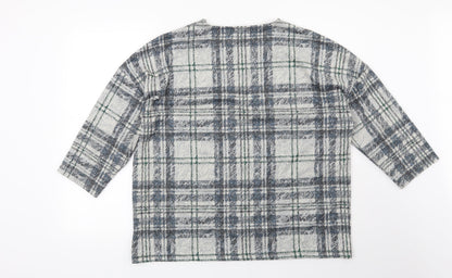 Tu Womens Grey Check  Pullover Sweatshirt Size 16
