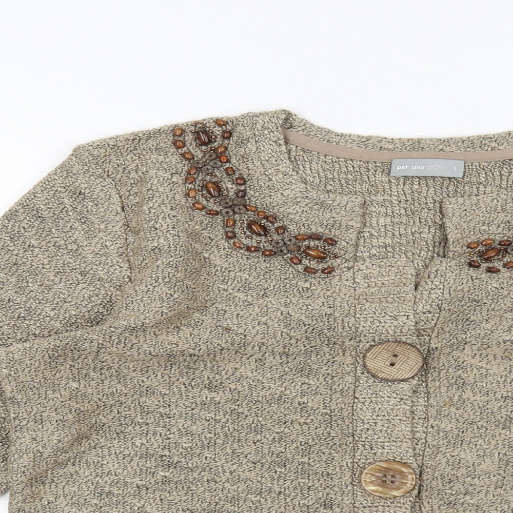 Per Una Womens Beige   Cardigan Jumper Size L