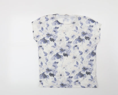 Tu Womens White Floral  Pullover Jumper Size 8