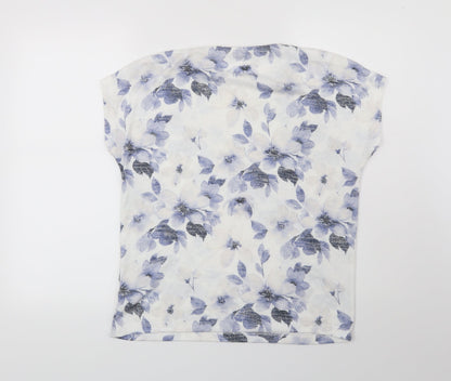 Tu Womens White Floral  Pullover Jumper Size 8