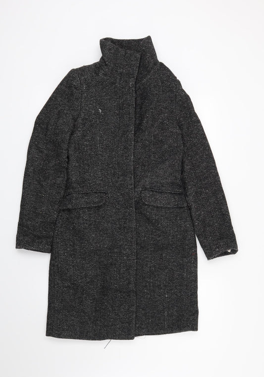 Womens UK Size 6 H&M Black Overcoat