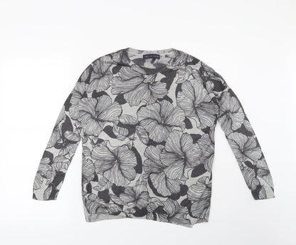 Marks & Spencer Womens Grey Floral  Pullover Jumper Size S