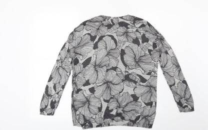 Marks & Spencer Womens Grey Floral  Pullover Jumper Size S