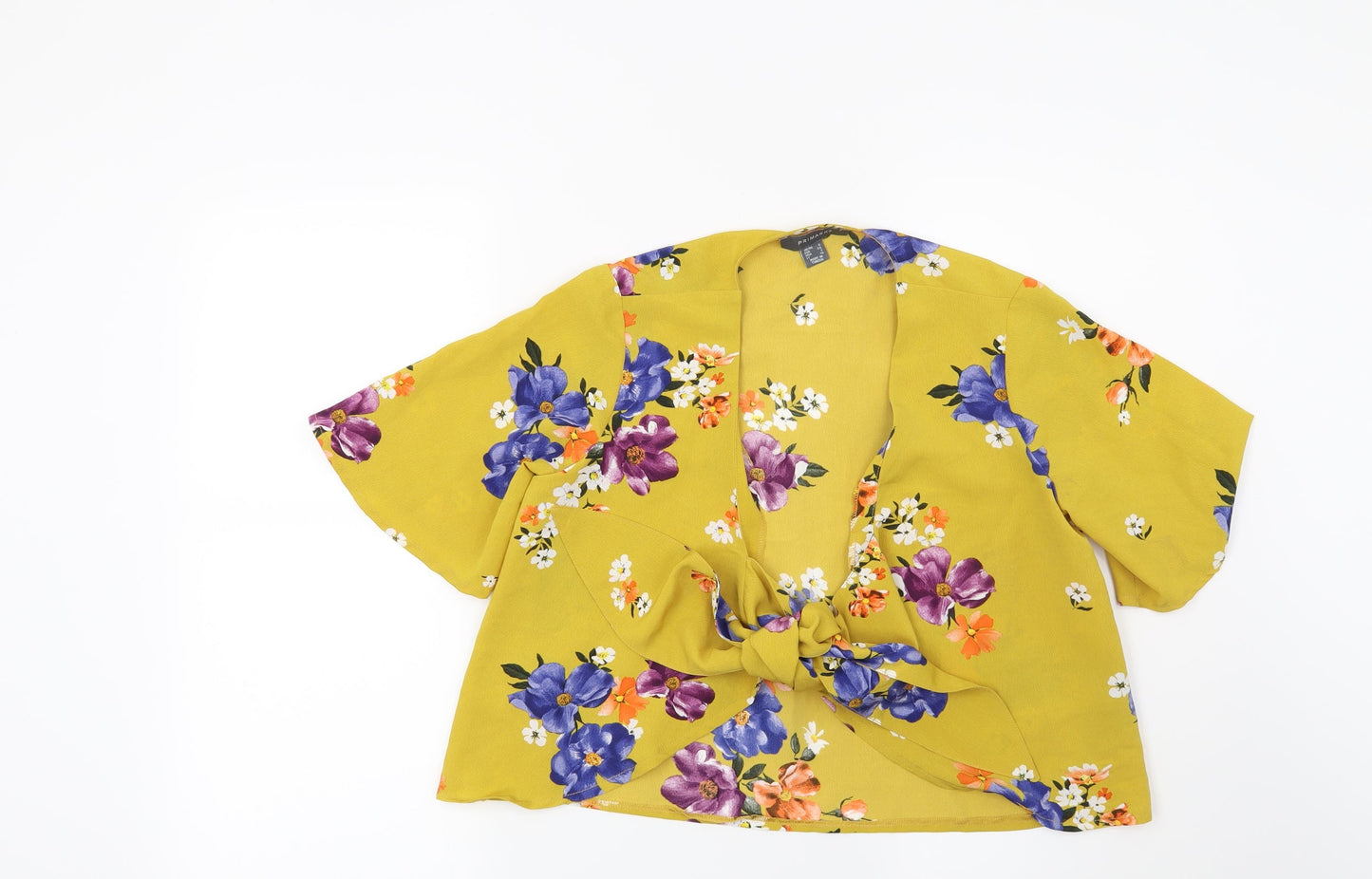Primark Womens Yellow Floral  Kimono Blouse Size 6