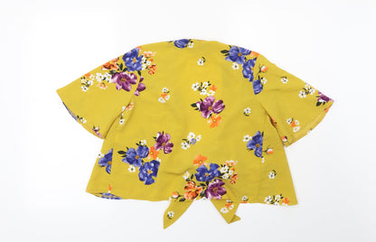 Primark Womens Yellow Floral  Kimono Blouse Size 6