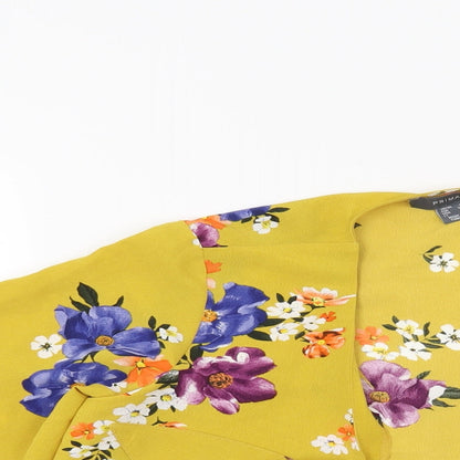 Primark Womens Yellow Floral  Kimono Blouse Size 6