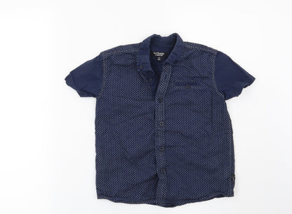 Preworn Boys Blue Geometric  Basic Button-Up Size 7-8 Years