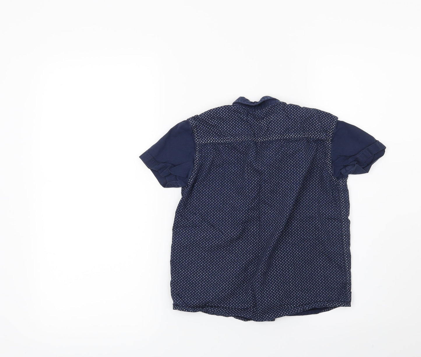 Preworn Boys Blue Geometric  Basic Button-Up Size 7-8 Years
