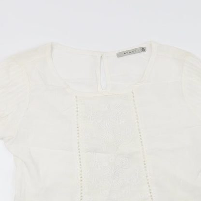 Anany Womens White Floral  Basic Blouse Size 12