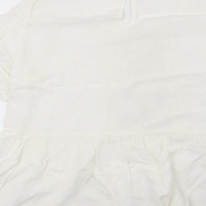 Anany Womens White Floral  Basic Blouse Size 12