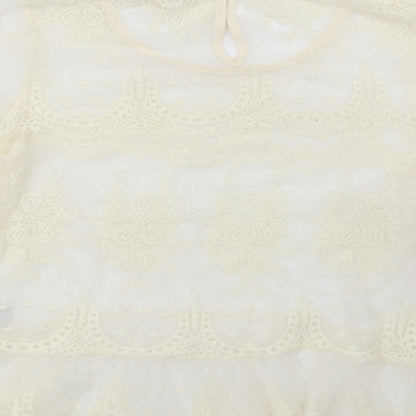 Rebellion Womens Beige Floral  Basic Blouse Size L