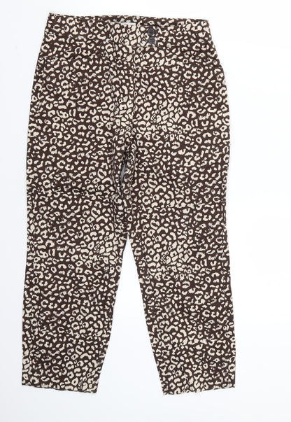 TU Womens Brown Animal Print  Cropped Trousers Size 8 L23 in
