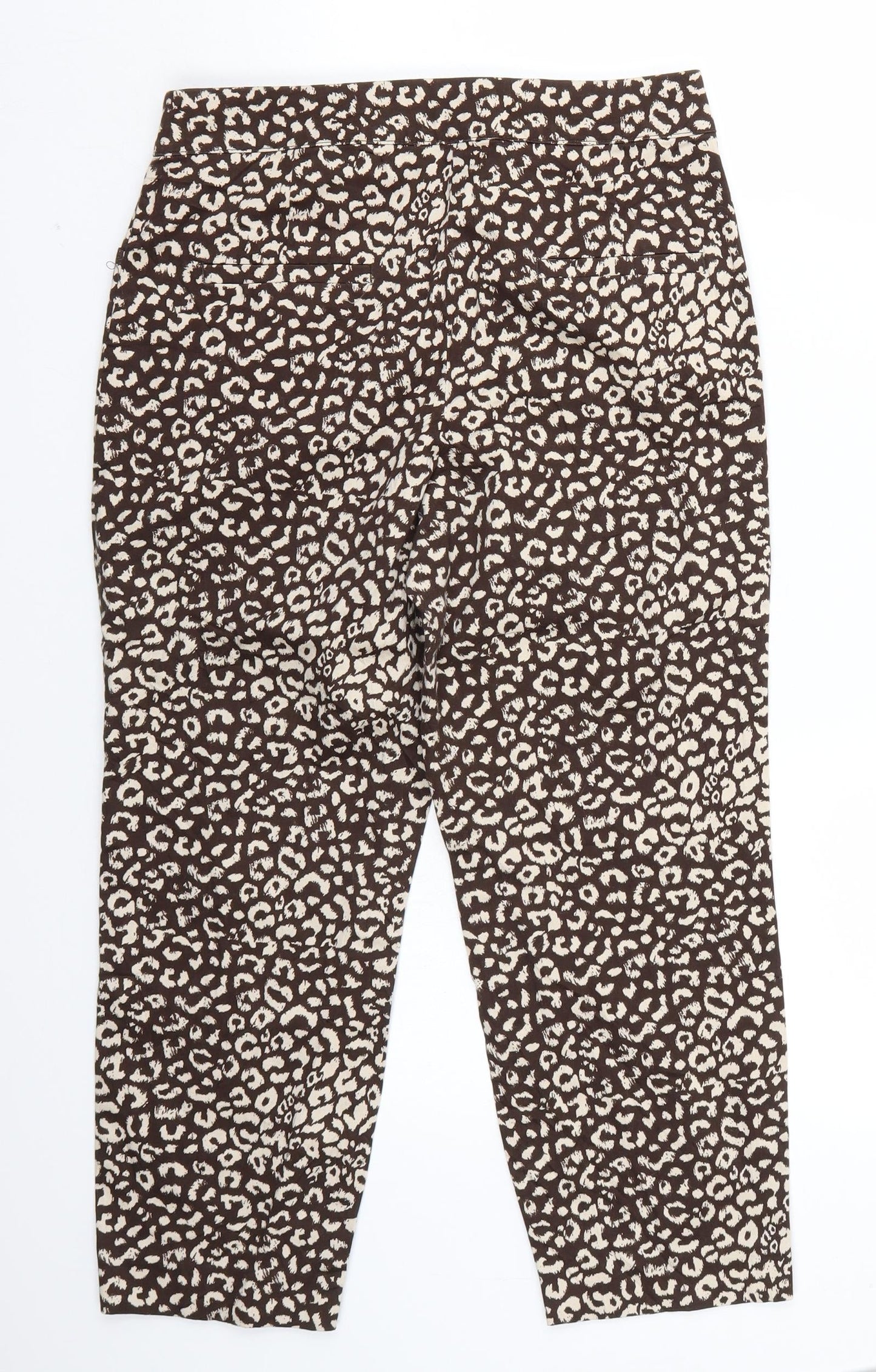 TU Womens Brown Animal Print  Cropped Trousers Size 8 L23 in