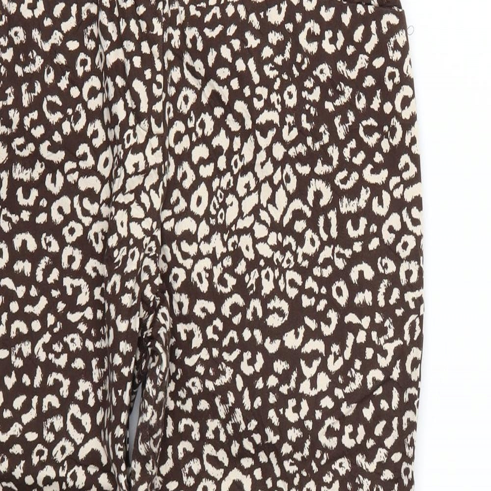 TU Womens Brown Animal Print  Cropped Trousers Size 8 L23 in