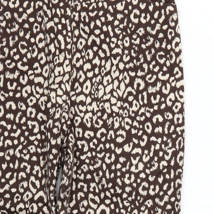 TU Womens Brown Animal Print  Cropped Trousers Size 8 L23 in
