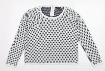 ESMARA Womens White Polka Dot Knit Pullover Jumper Size 10