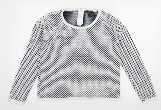ESMARA Womens White Polka Dot Knit Pullover Jumper Size 10