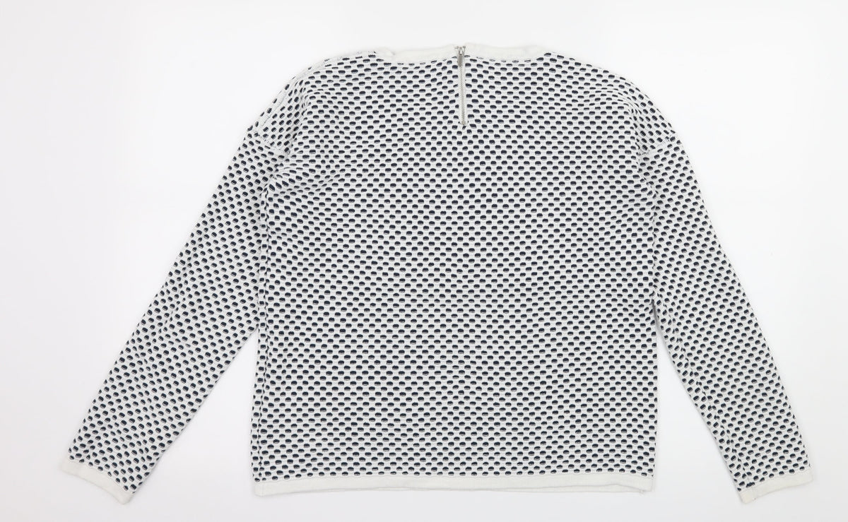 ESMARA Womens White Polka Dot Knit Pullover Jumper Size 10